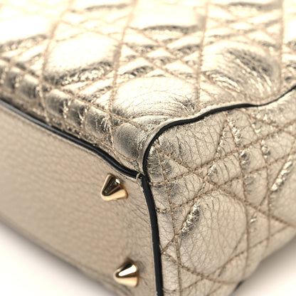 Christian Dior Metallic Grained Calfskin Cannage Mini Supple Lady Dior Pale Gold 11 of 16