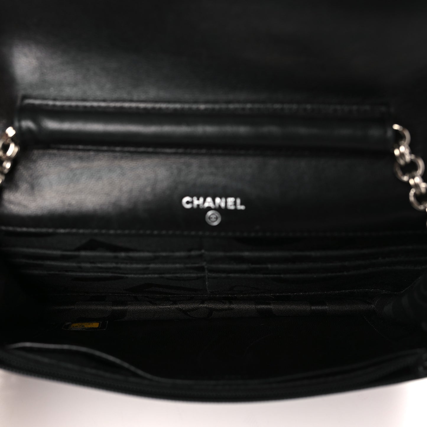 Lambskin Vertical Quilted Wallet On Chain WOC Black
