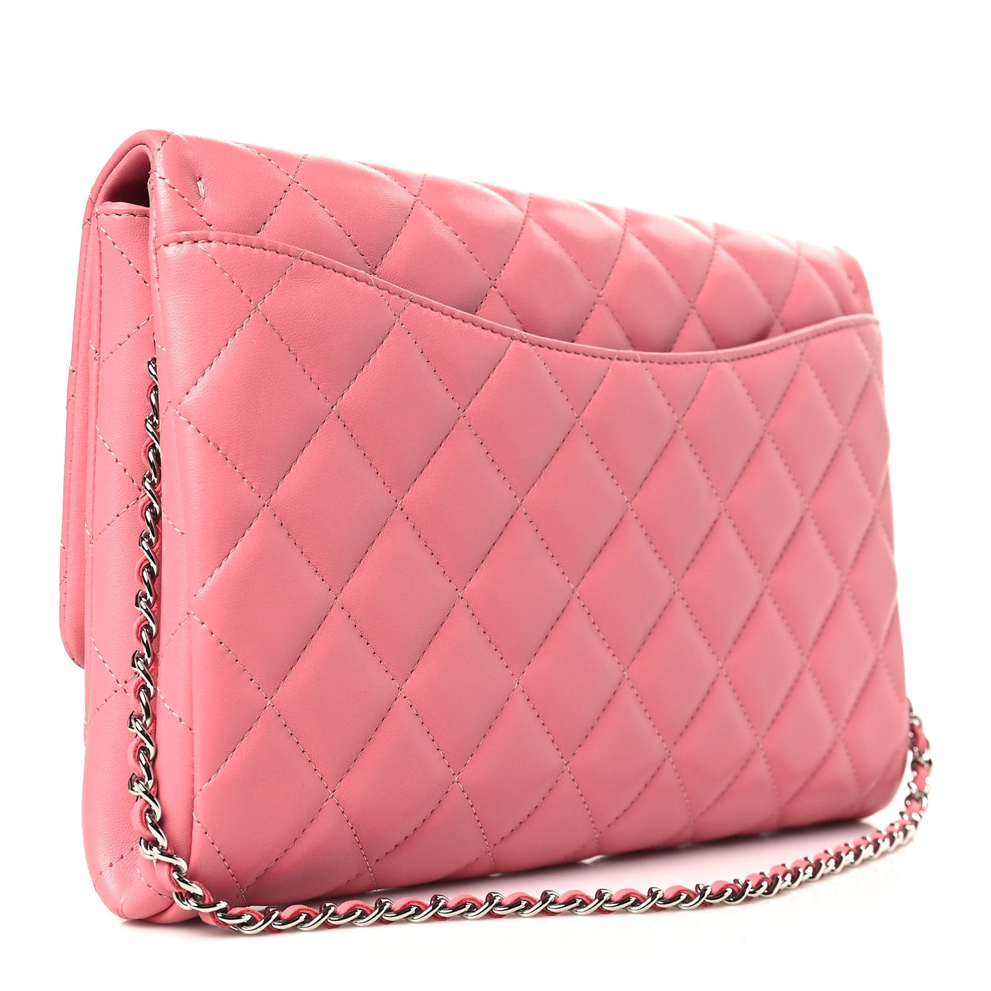 Lambskin Quilted Clutch with Chain Flap Pink