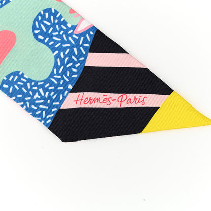 Hermes Silk En Liberte Twilly Rose Vert Bleu 2 of 4