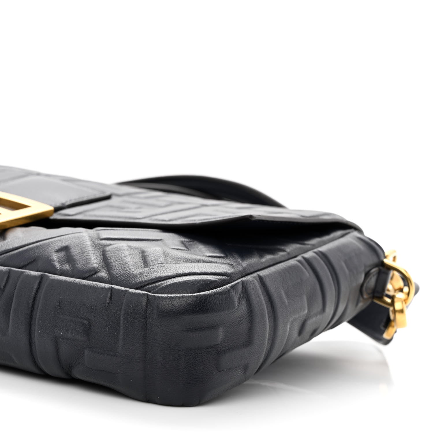 Fendi Nappa FF 1974 Embossed Large Baguette Midnight 9 of 9