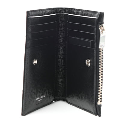 Saint Laurent Grain De Poudre Matelasse Chevron Monogram Zipped Two-Part Wallet Black 5 of 8