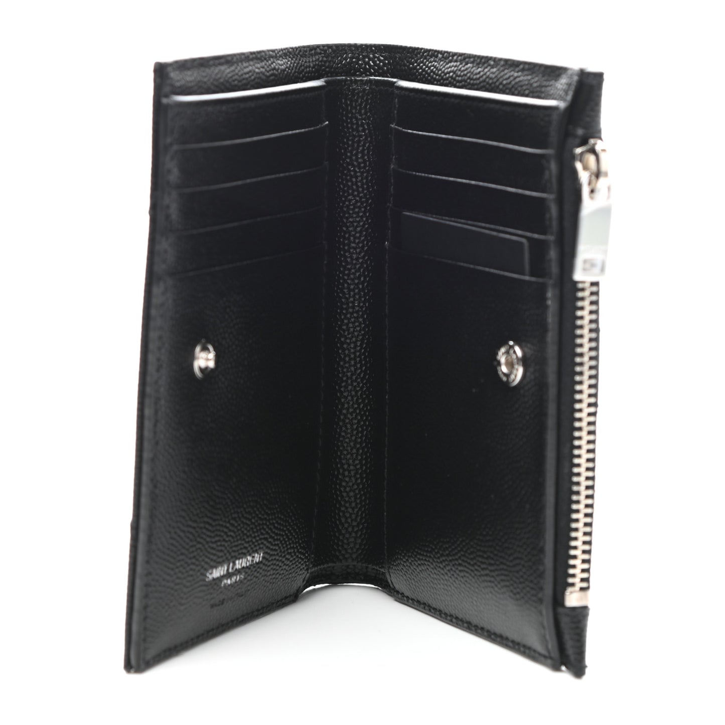 Grain De Poudre Matelasse Chevron Monogram Zipped Two-Part Wallet Black