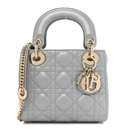 Christian Dior Metallic Lambskin Cannage Mini Lady Dior Grey 1 of 10