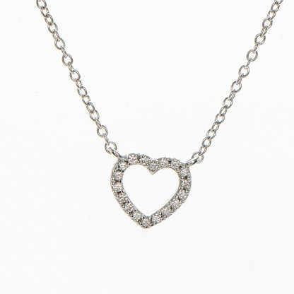 Tiffany 18K White Gold Diamond Metro Heart Pendant Necklace 3 of 6