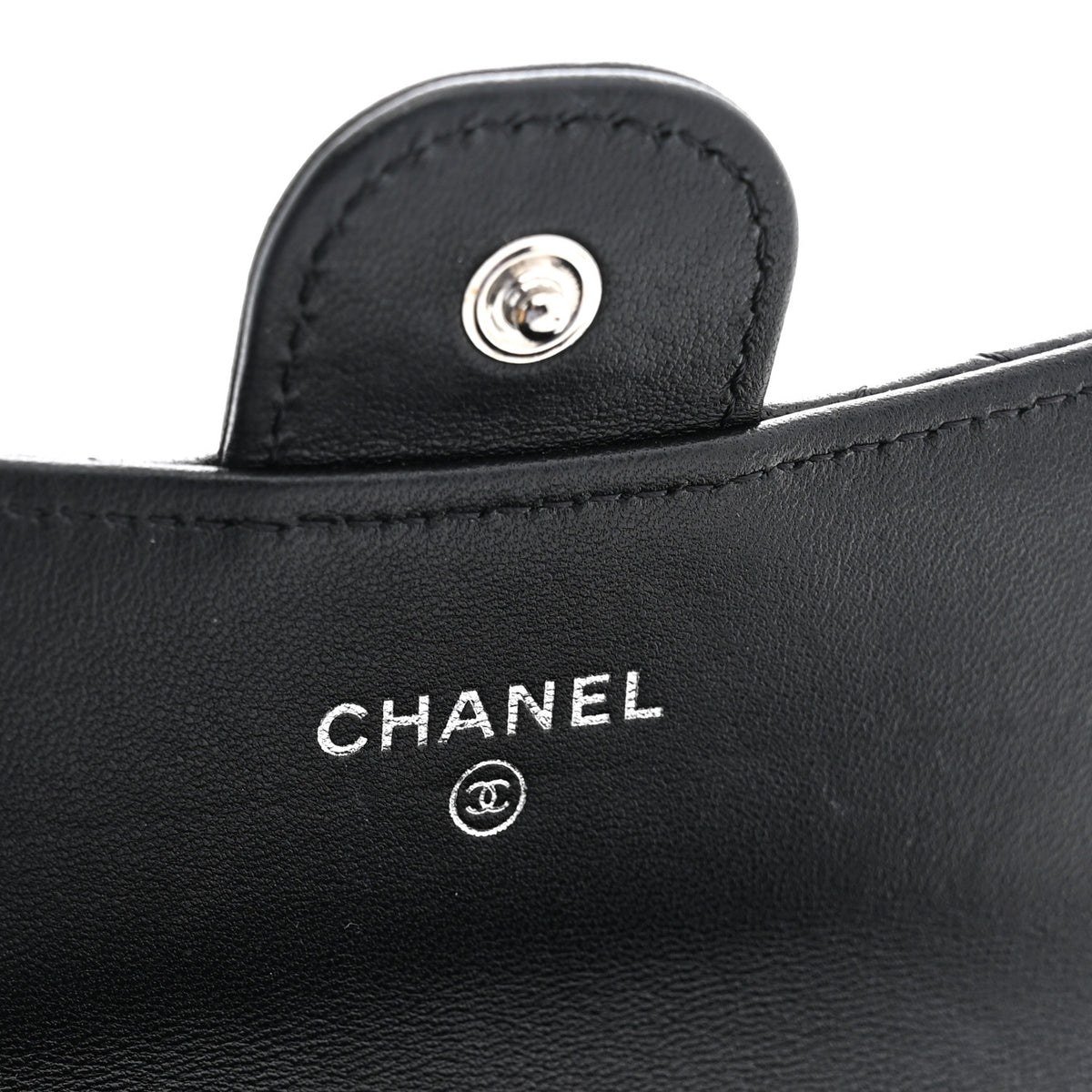 Lambskin Quilted Flap Card Holder Wallet Black