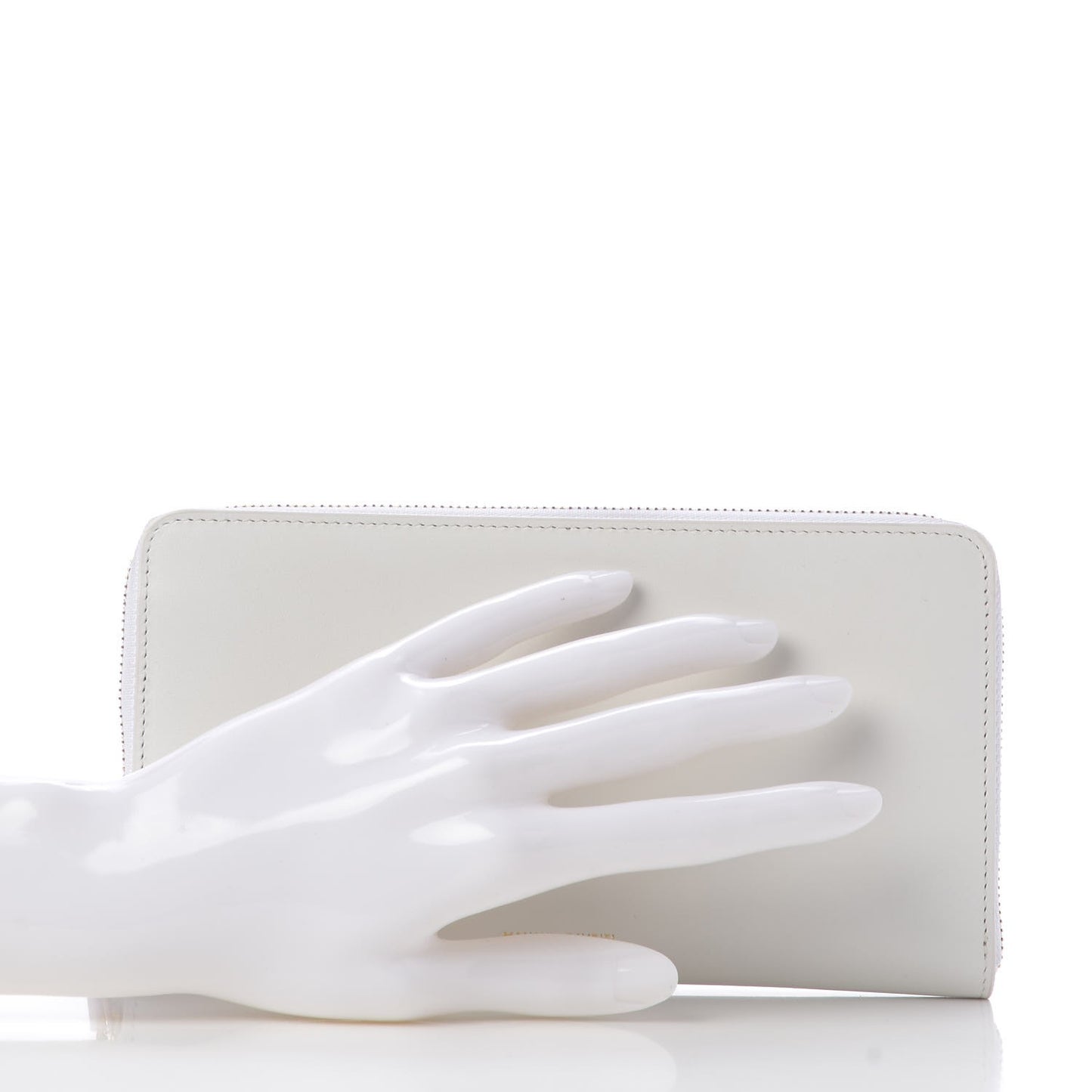 Calfskin Continental Zip Wallet White