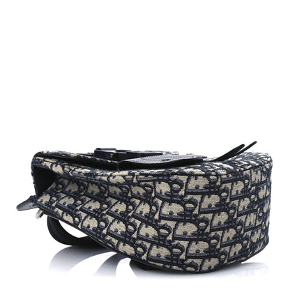 Christian Dior HOMME Oblique Calfskin Mens Mini Saddle Backpack Navy Blue 4 of 12
