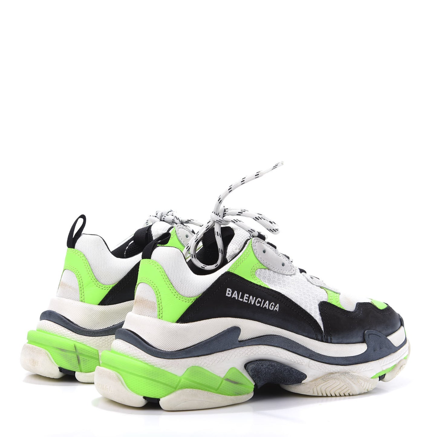 Fabric Mesh Womens Triple S Sneakers 40 White Green Fluo Black