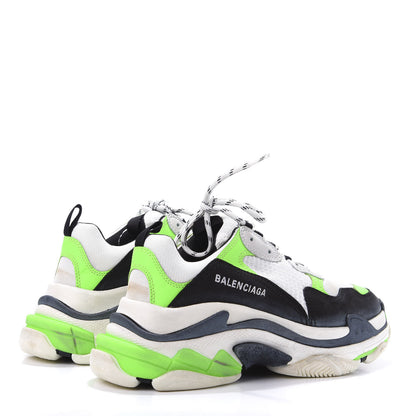 Balenciaga Fabric Mesh Womens Triple S Sneakers 40 White Green Fluo Black 4 of 10