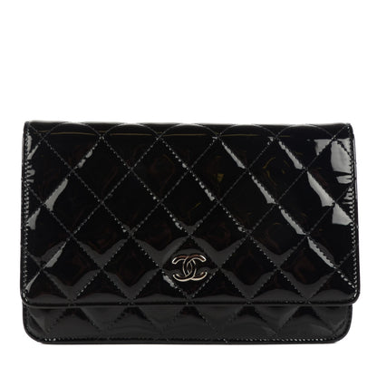 Chanel Patent Quilted Wallet On Chain WOC Black 1 of 7