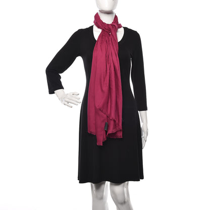 Gucci Wool Silk Monogram Fringe Scarf Fuchsia 2 of 5