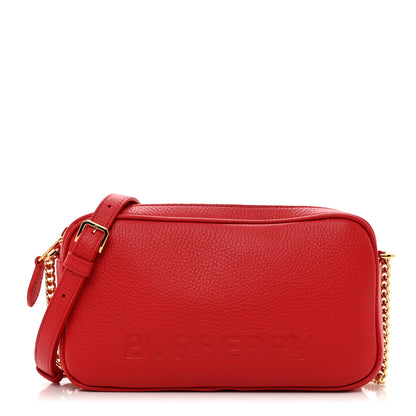 Burberry Calfskin Monogram Embossed Elongated Camera Bag Red 1 of 9