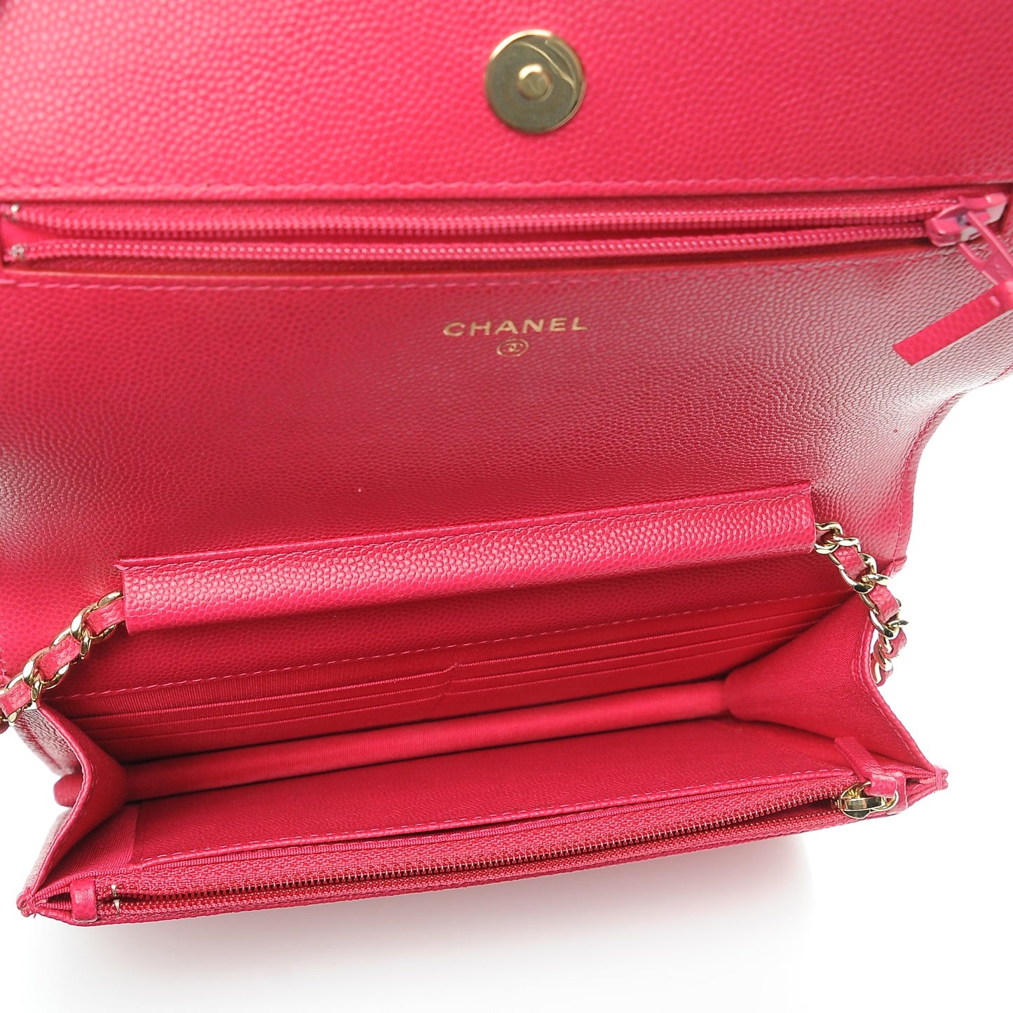 Caviar Quilted Boy Wallet On Chain WOC Fuchsia