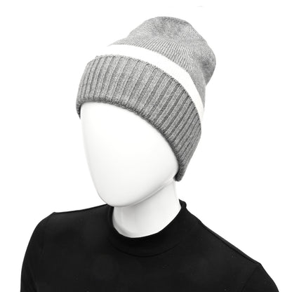 Gucci Wool Tricot Knit New Port Beanie Hat M Graphite Ivory 2 of 5