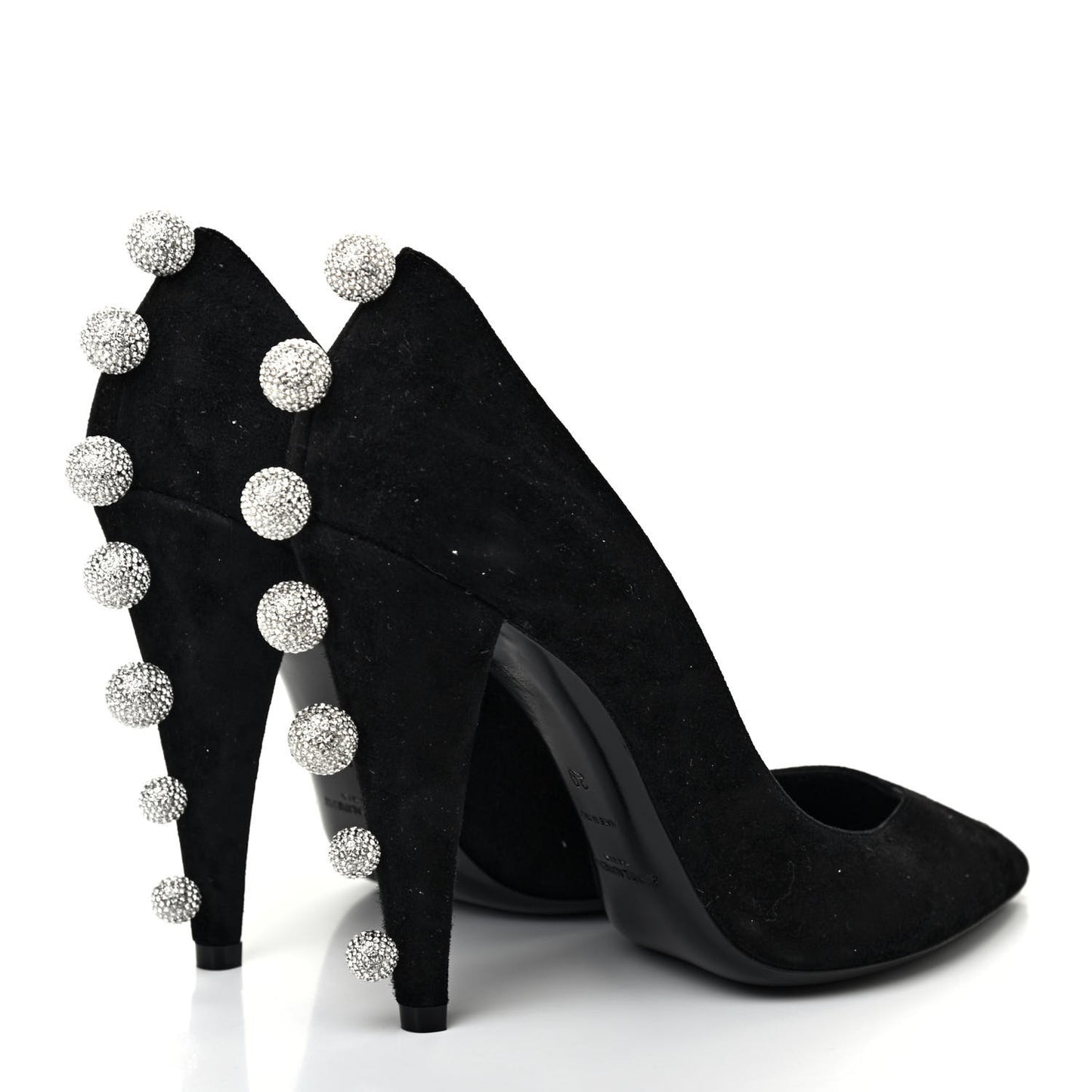 Suede Calfskin Crystal Pumps 39 Black
