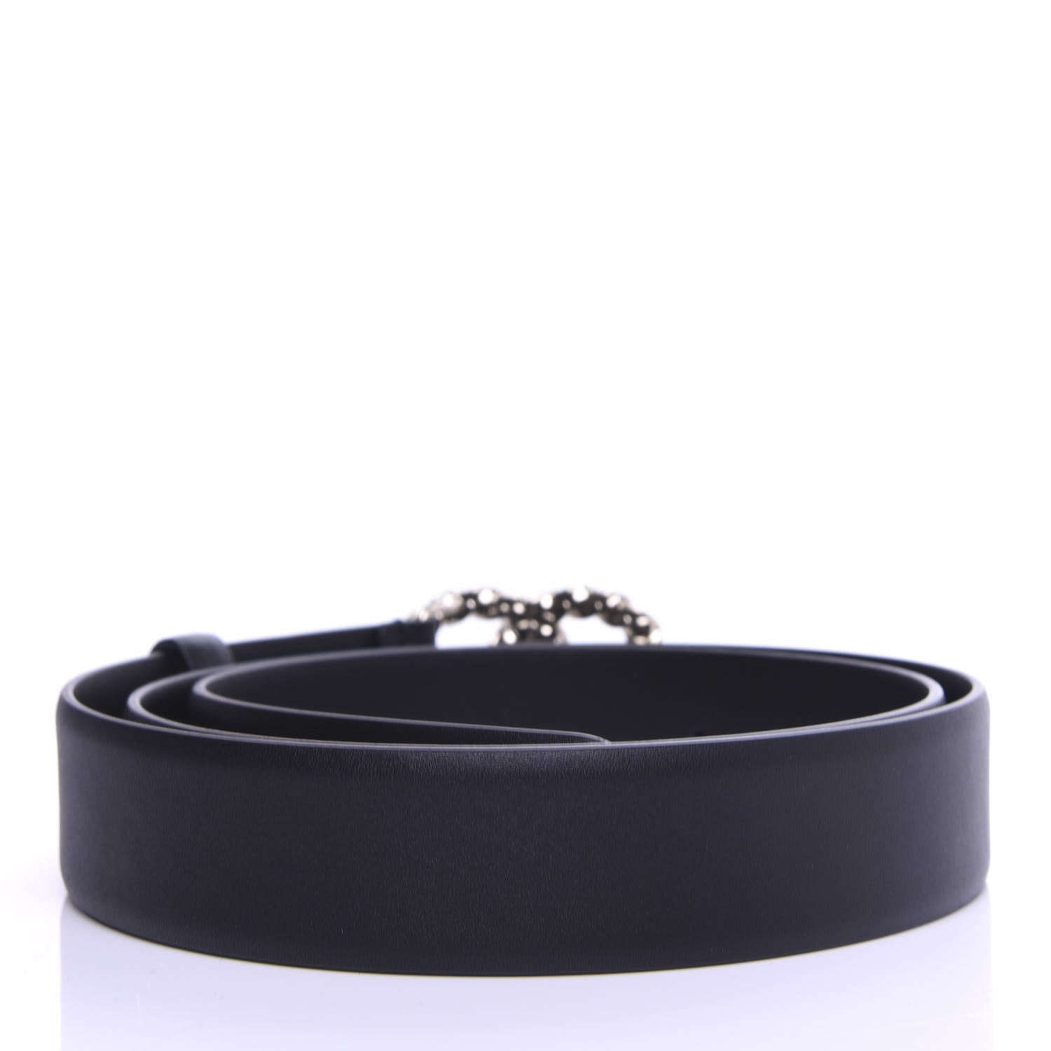Chanel Calfskin Crystal Pearls Coronation CC Belt 95 38 Black 2 of 5