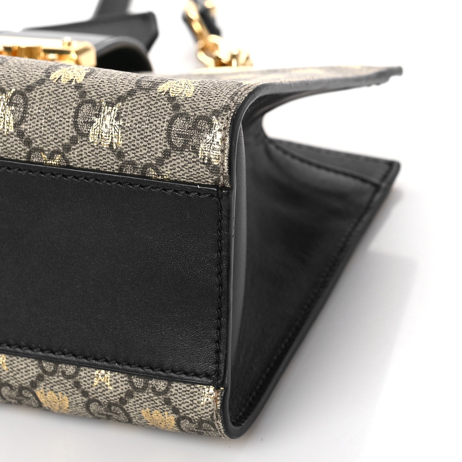 Gucci GG Supreme Monogram Bees Small Padlock Tote Beige Oro Black 8 of 9