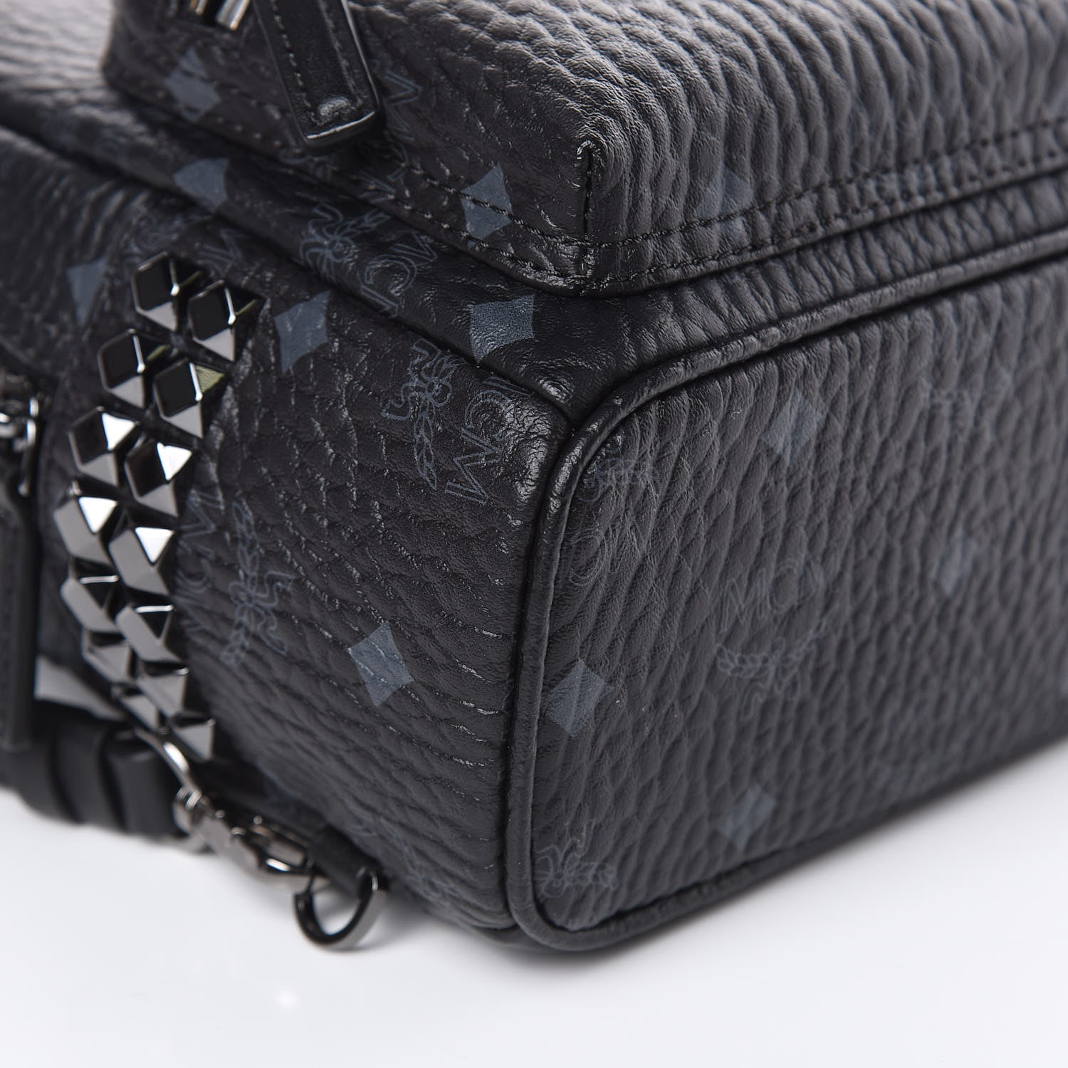 MCM Visetos Studded X-Mini Bebe Boo Backpack Black 8 of 9