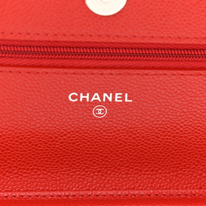 Chanel Caviar Quilted Wallet On Chain WOC Red 6 of 12