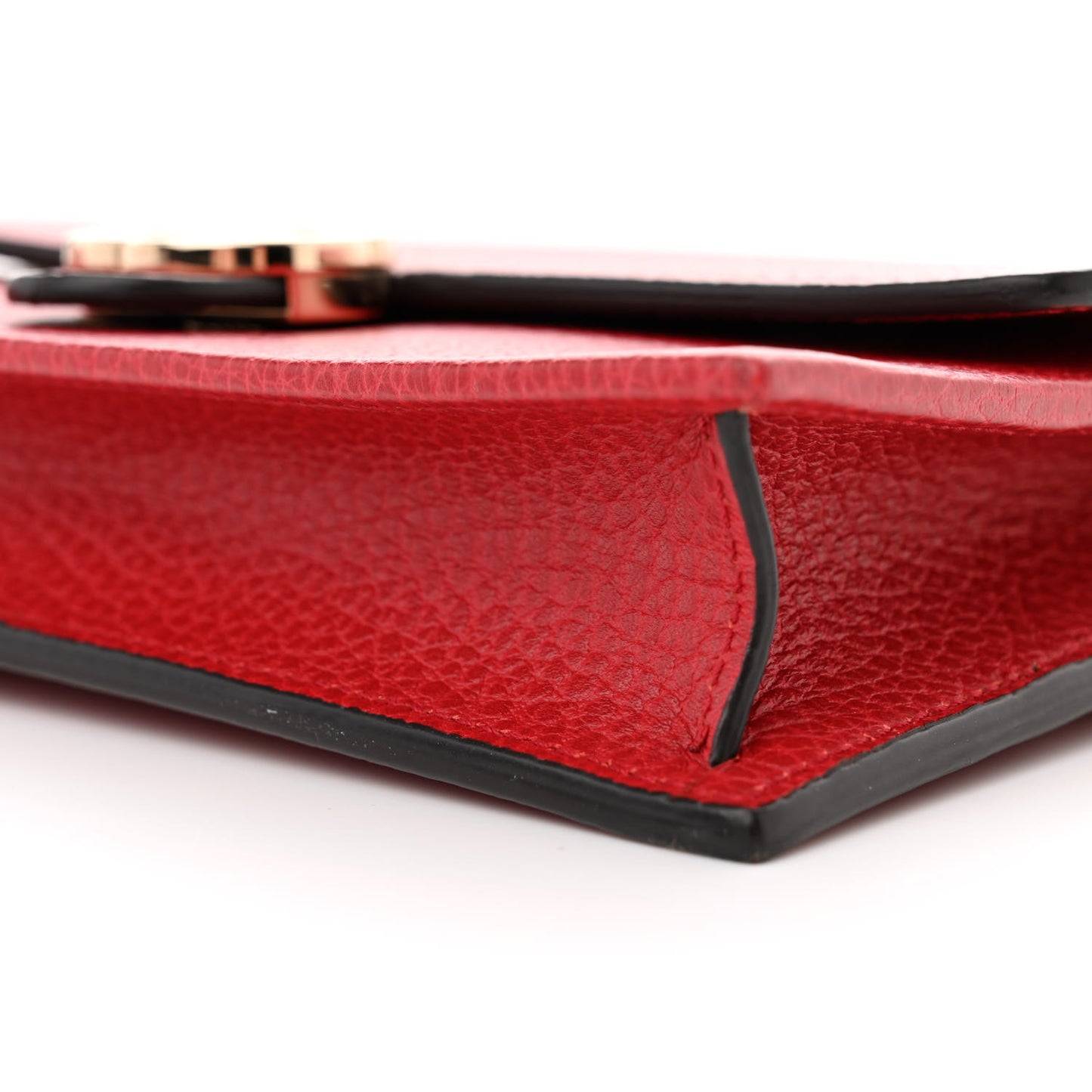 Dollar Calfskin Interlocking G Chain Wallet Red