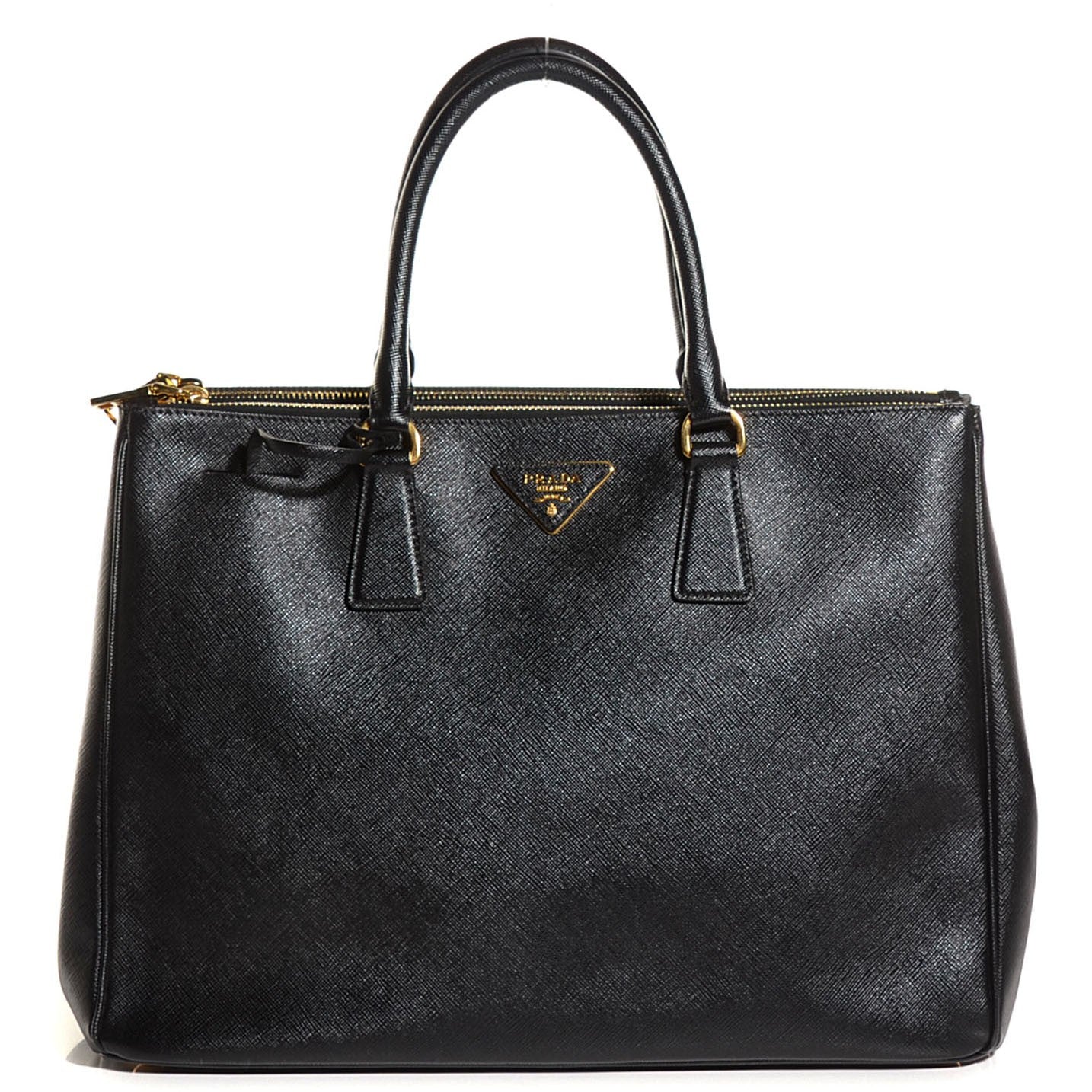 Saffiano Lux Large Double Zip Tote Nero Black