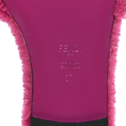 Fendi Shearling FF Baguette Slide Sandals  37 Pink 6 of 8