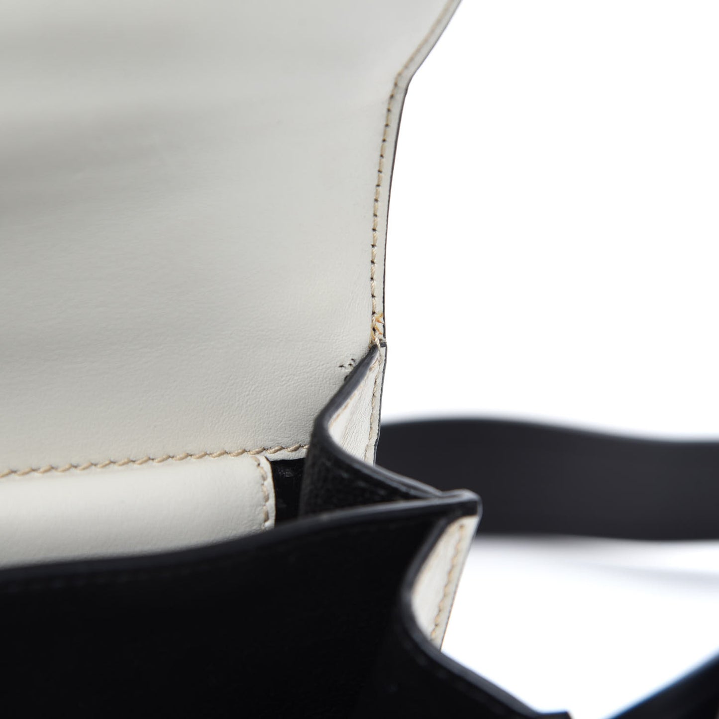 City Calfskin Saffiano Cahier Bag White Black