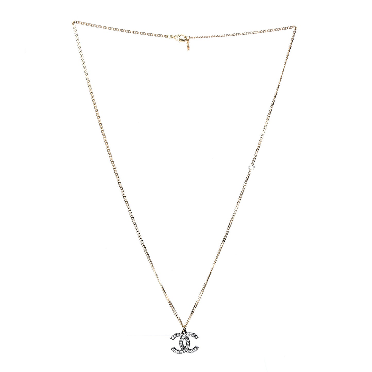 Crystal CC Pendant Necklace Gold Silver