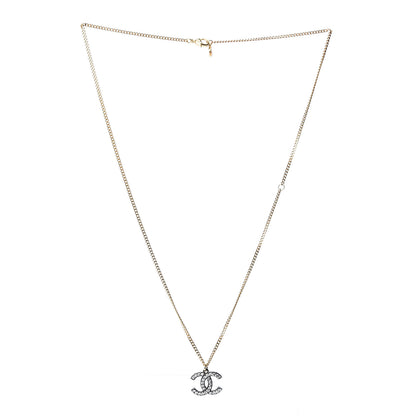 Chanel Crystal CC Pendant Necklace Gold Silver 2 of 5