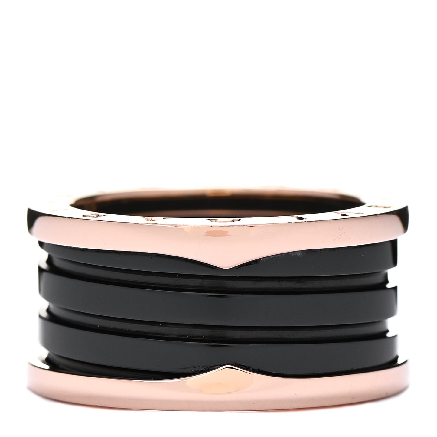 18K Rose Gold Black Ceramic B.Zero1 Four-Band Ring 59 8.75