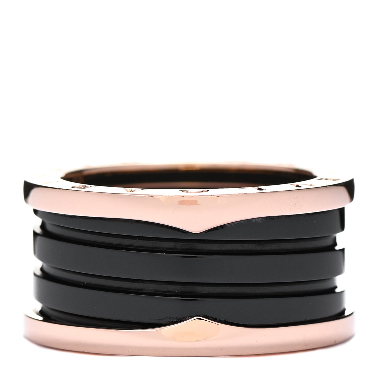 Bulgari 18K Rose Gold Black Ceramic B.Zero1 Four-Band Ring 59 8.75 1 of 8