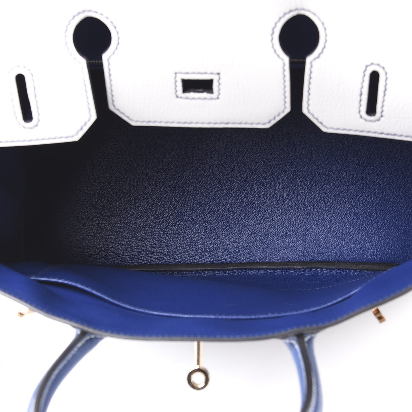 Chevre Mysore Bi-Color Horseshoe Birkin 30 Gris Perle Bleu Electrique