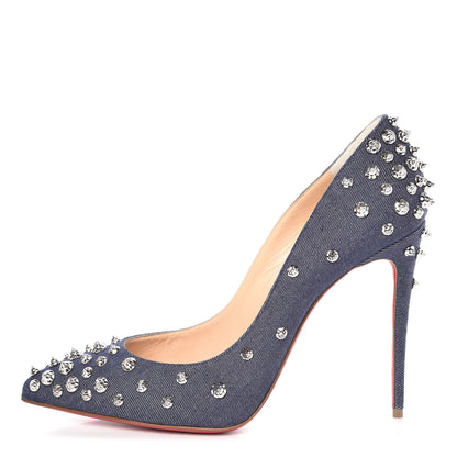 Christian Louboutin Denim Studded Aimantaclou 100 Pumps 41.5 Blue 1 of 8