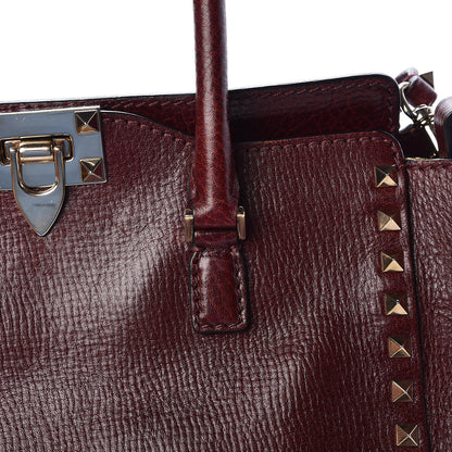 Valentino Garavani Textured Calfskin Rockstud Double Handle Tote Wine 10 of 10