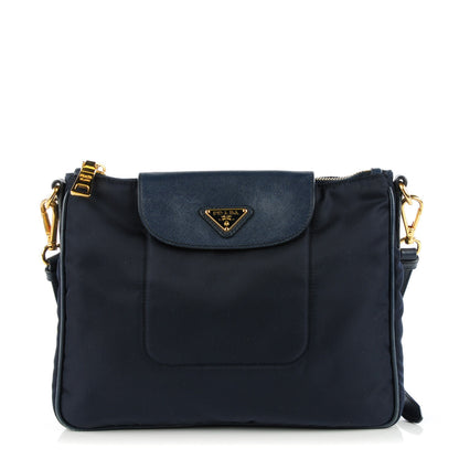 Prada Tessuto Nylon Saffiano Crossbody Bag Blue 1 of 9