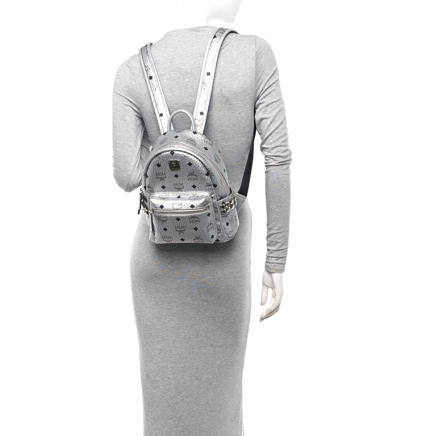 Visetos Small Side Stud Stark Backpack Silver