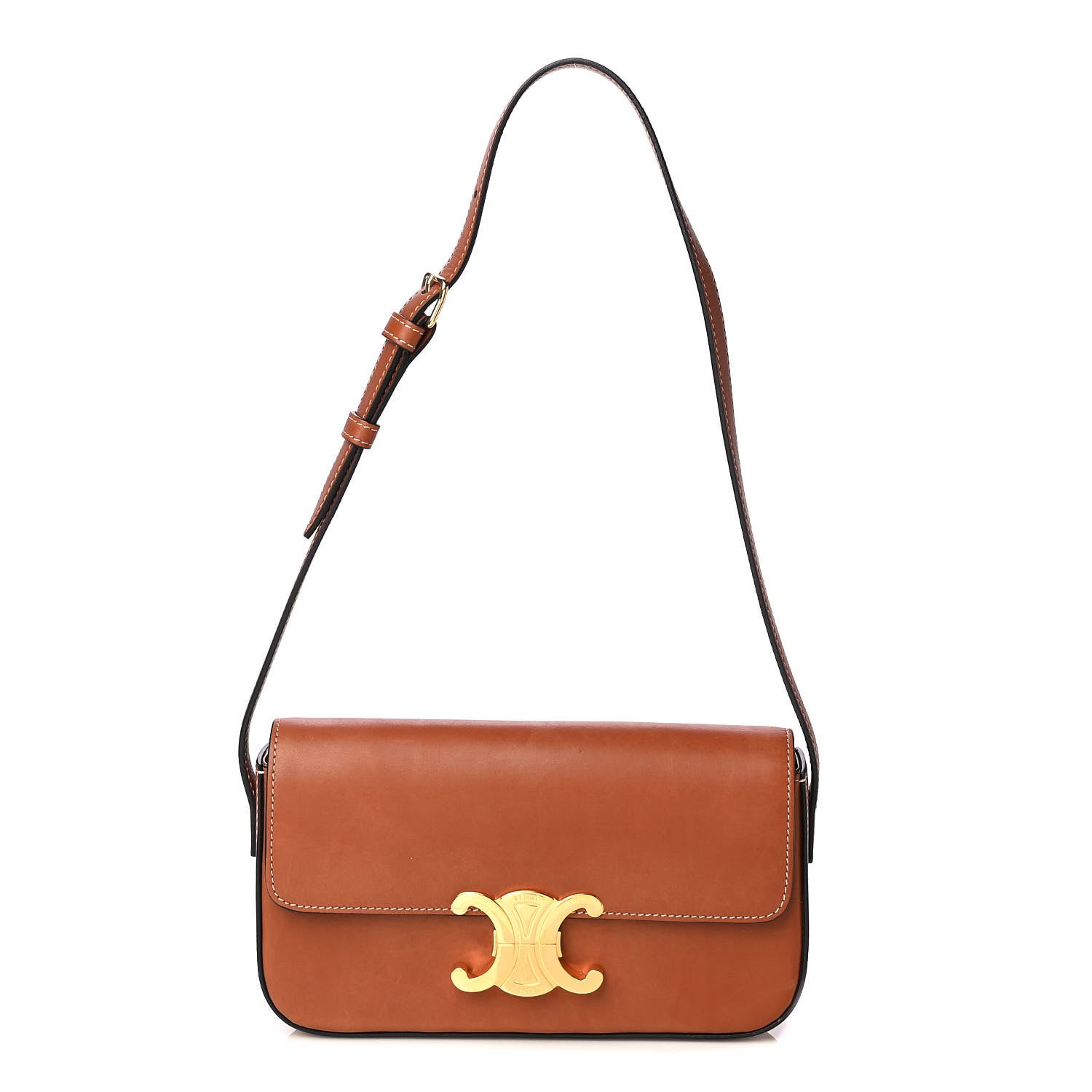 Celine Natural Calfskin Triomphe Shoulder Bag Tan 1 of 4