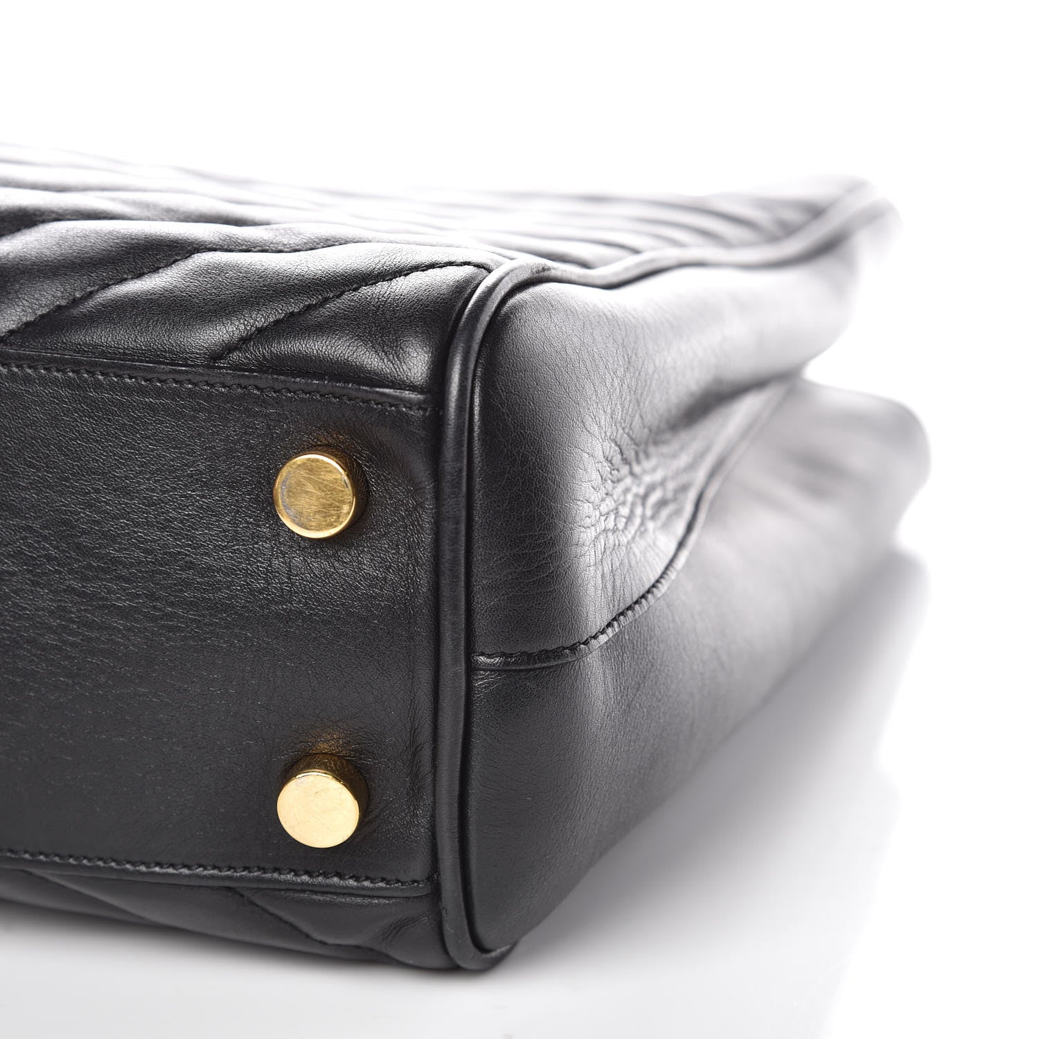 Saint Laurent Lambskin Matelasse Chevron Monogram Shopping Bag Black 9 of 16