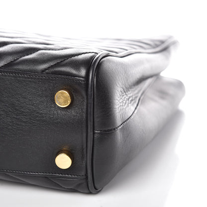 Saint Laurent Lambskin Matelasse Chevron Monogram Shopping Bag Black 9 of 16