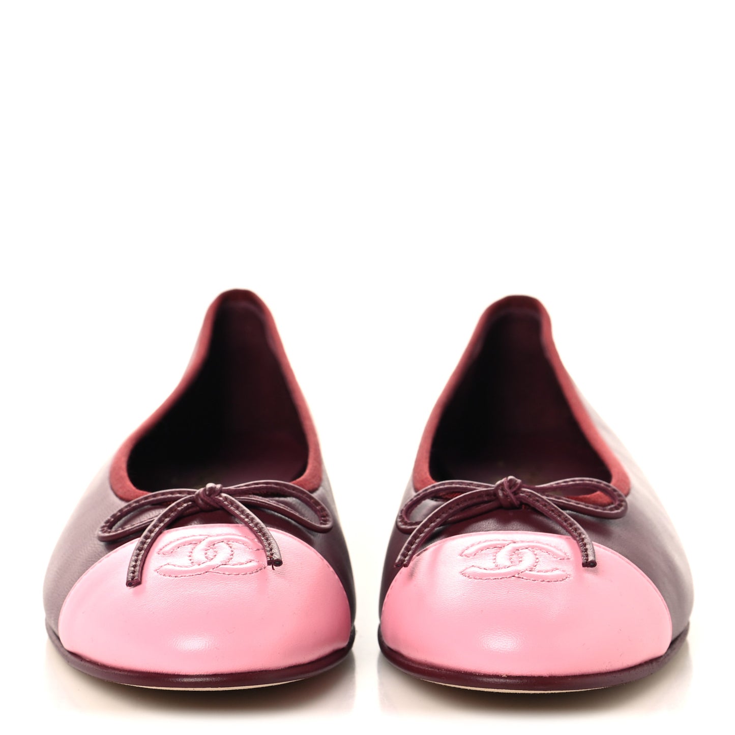 Lambskin Cap Toe CC Ballerina Flats 39 Burgundy Pink