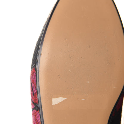 Gucci Brocade Fur Floral Womens Princetown Slippers 35 Black Anthracite 8 of 10