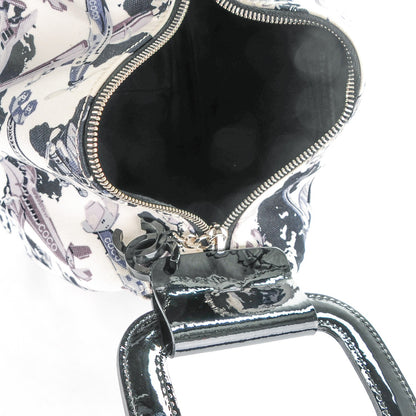 Chanel Canvas Airplane Printed Satchel White Black 6 of 8
