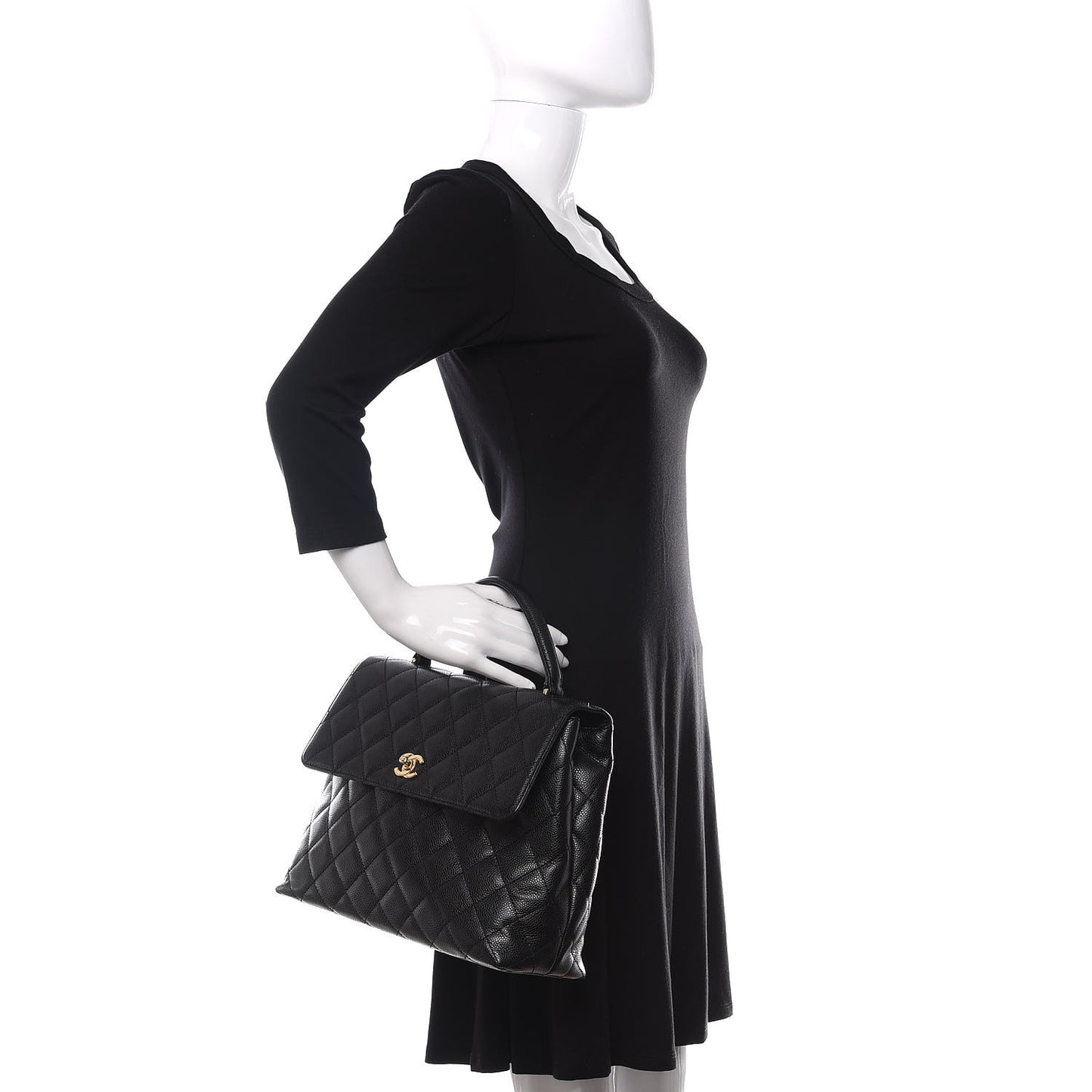 Caviar Quilted Jumbo Kelly Flap Black