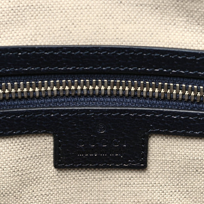 Gucci Textured Dollar Calfskin Web Medium Savoy Duffle Bag Blue 5 of 7