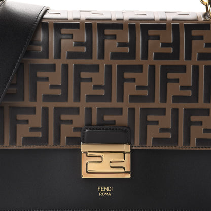 Fendi Vitello Liberty Bi-Color FF 1974 Embossed Kan U Shoulder Bag Black Maya 10 of 10