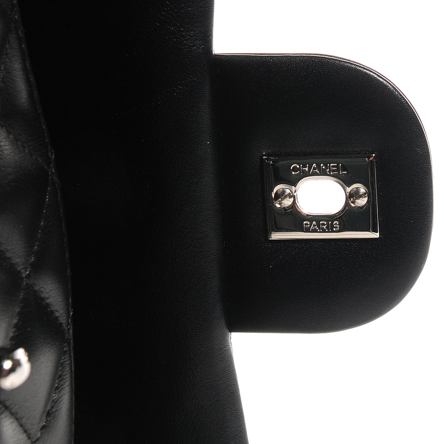 Calfskin Quilted Large Cambon Flap Black White