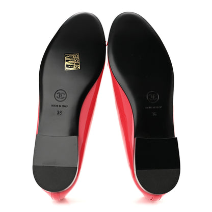 Chanel Patent Calfskin CC Cap Toe Ballerina Flats 36 Coral 6 of 10