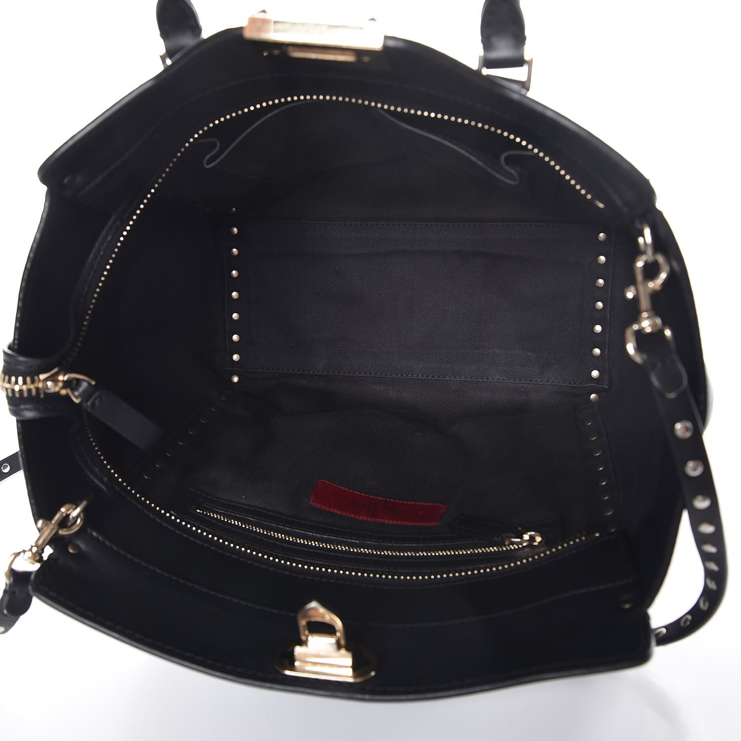 Valentino Garavani Vitello Rockstud Double Handle Tote Black 6 of 8