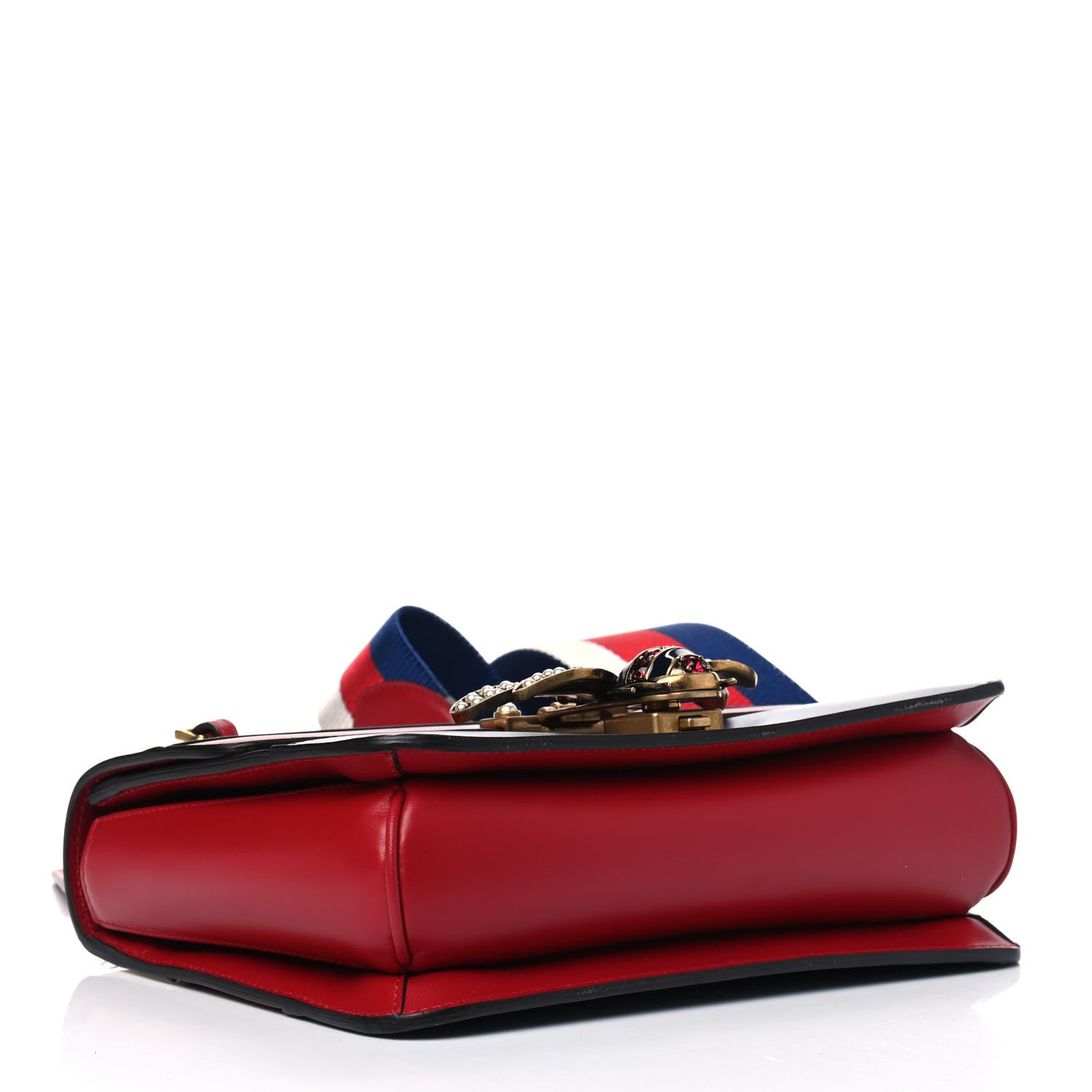 Gucci Calfskin Sylvie Web Queen Margaret Shoulder Bag Blue Agata Hibiscus Red Mystic White 3 of 5